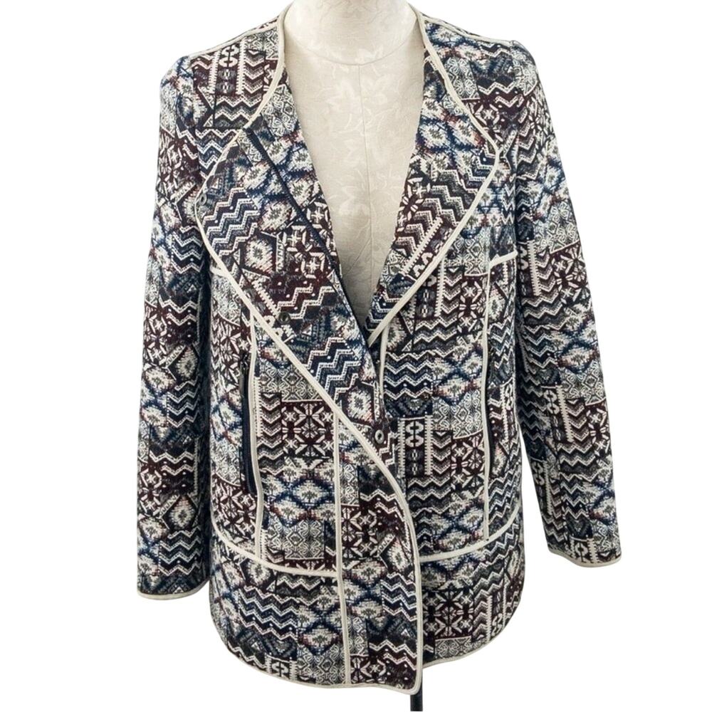 Zara Basic Patchwork Motorcycle Longline Blazer J… - image 3